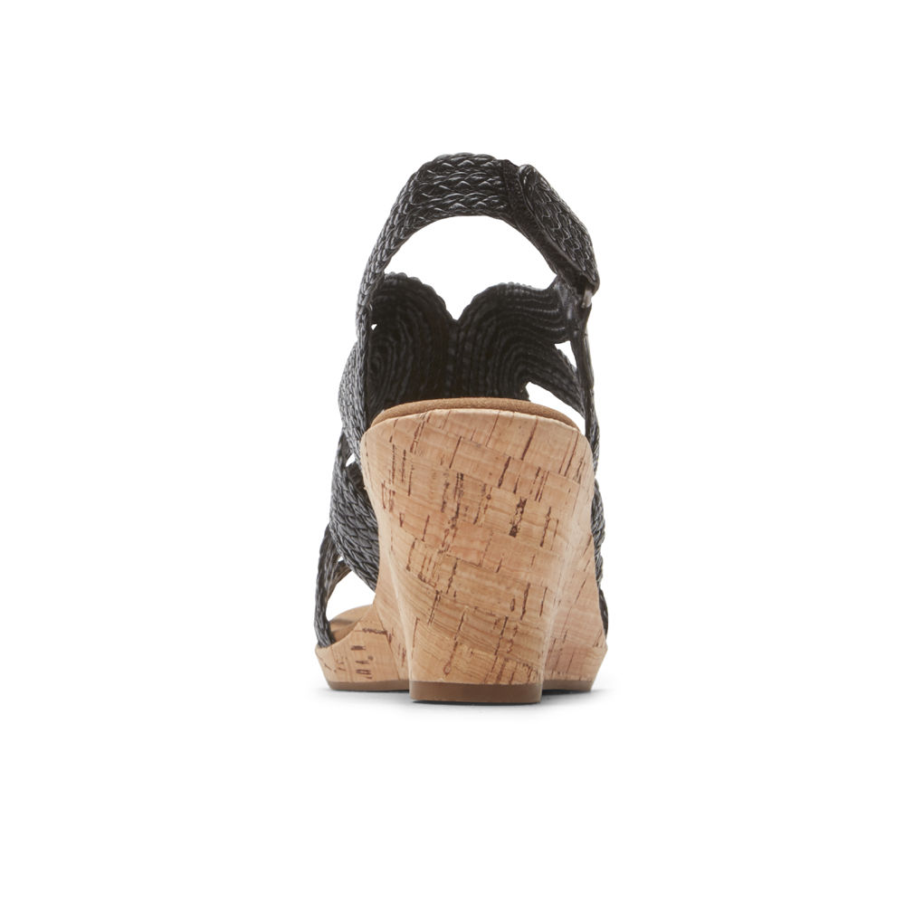 Sandalias Rockport Mujer Mexico - Briah Braided Negros - AOKHD9573